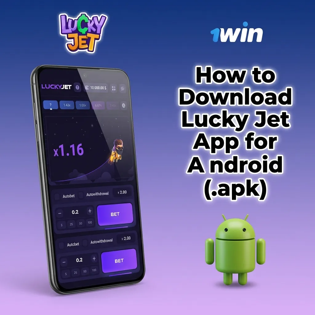 Illustrated steps on an Android phone showing how to download, install, and launch the Lucky Jet apk app from a website