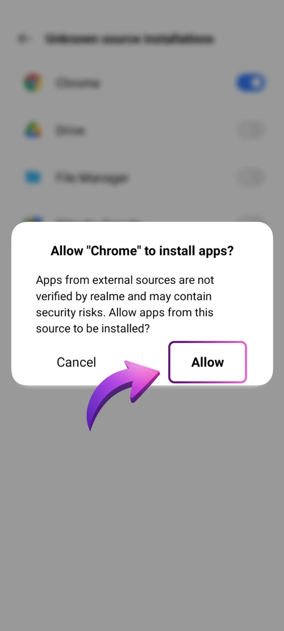 Allow Installation from Unknown Sources.
