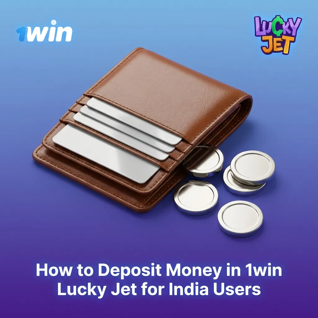Indian user depositing money to 1win Lucky Jet via UPI and cards on a mobile screen, showing step-by-step process.